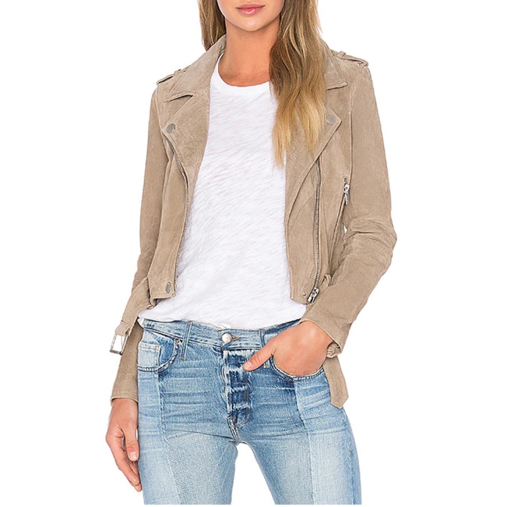 Suede Moto Jacket in Sand Stoner